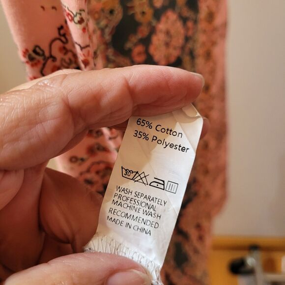 Wmns Sleeveless Jersey Pink Floral Dress Pockets Sz L - Picture 7 of 7